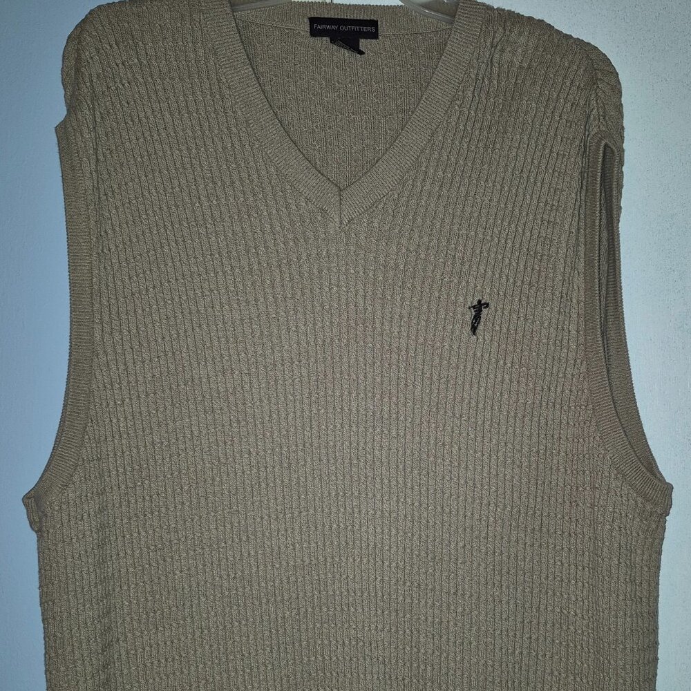 Fairway Outfitters Sweater Vest Solid Tan 100% Cotton Men's Size XL BRAND NEW!!